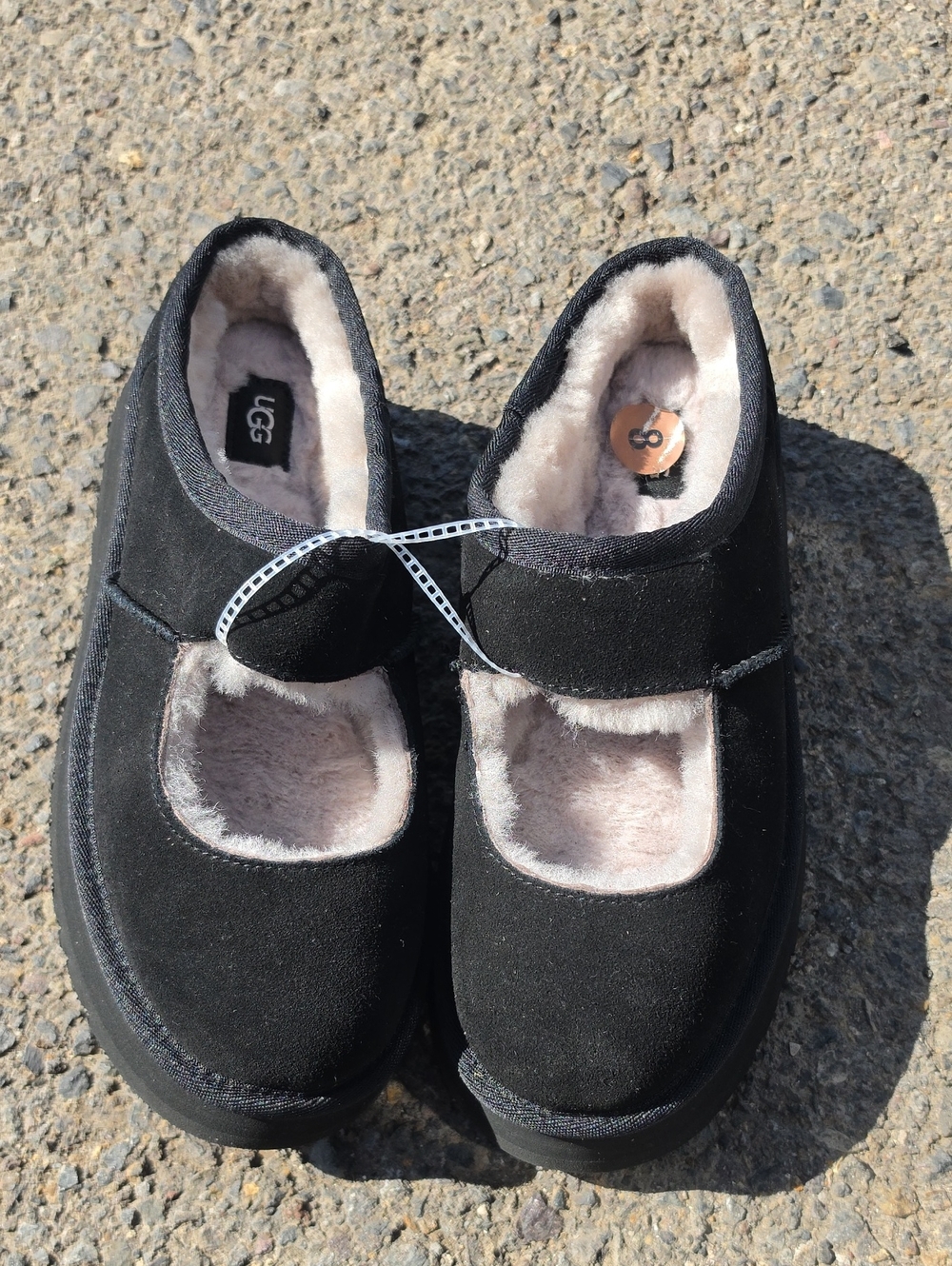 UGG Womens Black Suede Mary Jane with Plush Lining